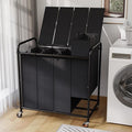 4-Compartment Laundry Cart with Lockable Wheels & Lid 180L Large Wheeled Laundry Basket Heavy-Duty Sorting Organizer for Laundry Room (Black)