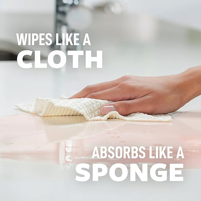 Scotch-Brite Greener Clean Sponge Cloth, Dish Cloths for Washing Dishes, Cleaning Kitchen and More, Superior Performance, Made from Sustainable Materials, Plant-Based Kitchen Cleaning Cloths, 2 Cloths