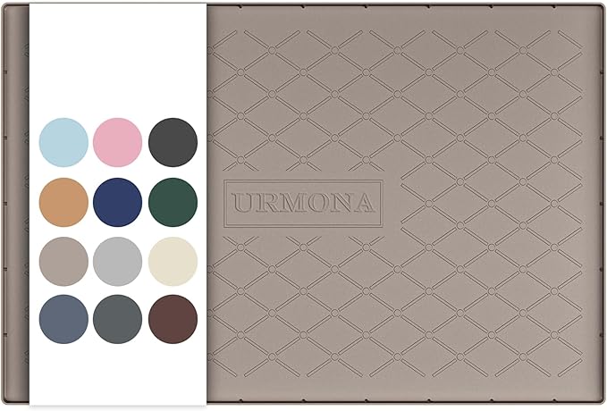 URMONA 31" x 22" Waterproof Silicone Mat in Multiple Sizes & Colors, Under Sink Mat for Kitchen & Bathroom, Pet Food Pad for Dogs & Cats, Kitchen Cabinet Liner, Multi-Purpose for Storage(Beige)