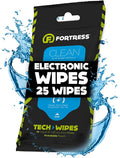 Fortress Electronic Wipes (25 ct.) To-Go Tech Wipes for Screens, Phones, Keyboards, TV Monitors, Computer Screens [Travel Size] Skin-Safe