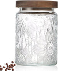 24 OZ Airtight Glass Storage Jar with Bamboo Lid - Vintage Glass Jar Vintage Food Containers Canisters Set for Kitchen Counter & Pantry - Ideal for Sugar, Flour, Coffee, Tea, Candy, Oats, Cereal