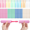 LemonRoad 40 Pcs Travel Toothbrush Holder Sets 20 Disposable Toothbrush Individually Wrapped 20 Portable Tooth Brush Case Covers with Ventilation Holes for Travel, Home, Camping, Hotel(Macron)