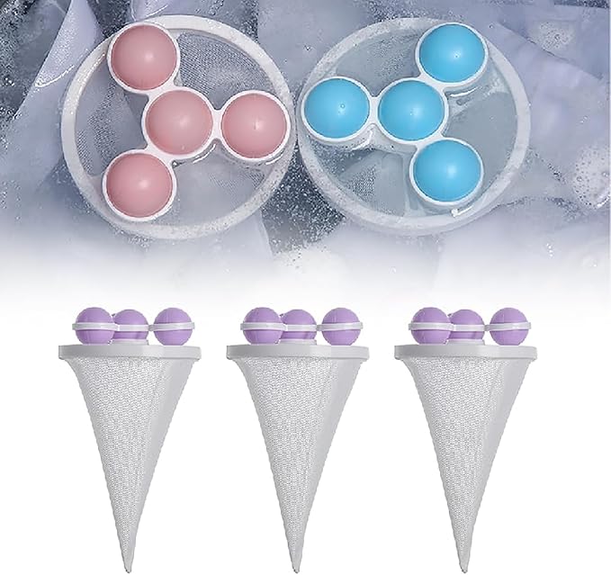 Floating Hair Filtering Mesh Removal, 2025 New Laundry Hair Catcher Pet Hair Remover for Laundry Reusable Washer Hair Catcher Hair Filter Bag Lint Catcher for Washing Machine (Purple, 3Pack)
