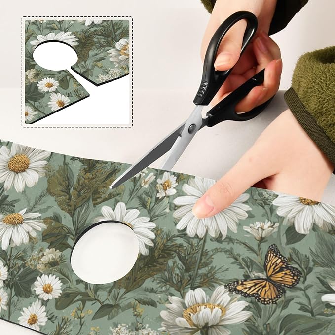 Kitchen Sink Splash Guard 1 PC 14.7 Inch Sink Faucet Mat Splash Guard for Bathroom Countertop Water Absorbent Foldable Cuttable Soft Washable Summer Daisy Butterfly Green