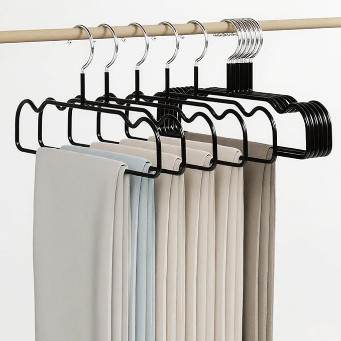 Non-Slip Rubber Pants Hangers,20 Pack Slim Thin Space-Saving Trouser Hanger,Rust-Free Closet Clothes Organizer for Slacks Scarf Ties,13inch