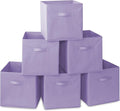 Casafield Set of 6 Collapsible Fabric Cube Storage Bins, Lavender - 13" Foldable Cloth Baskets for Shelves, Cubby Organizers & More