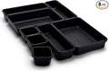 Masirs Interlocking Drawer Organizer Bins, Durable Plastic, Various Sizes for Custom Layout Design, Great for Desk Drawer, Tool Box or Garage Organization, (Black | 8-Piece Set)