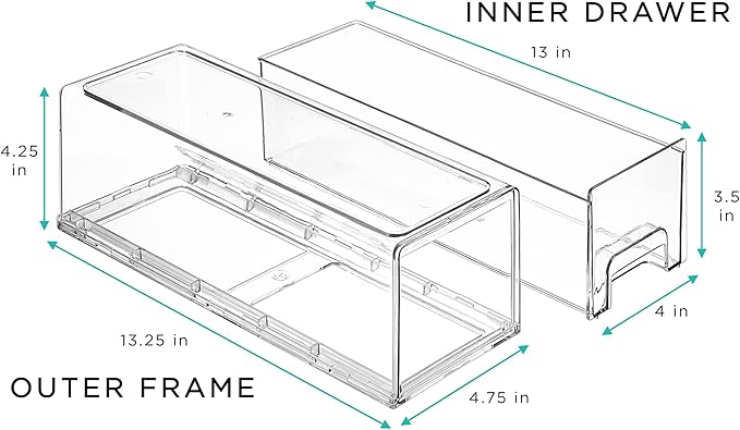 Sorbus Small Wide Clear Storage Drawers (6 Pack) – Stackable Storage Drawers for Pantry, Fridge, or Cabinet – Slide Out Clear Bins with Handles for Organizing