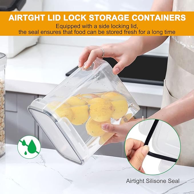 stusgo Airtight Food Storage Containers with Lids, BPA Free Clear Pantry Storage Container for Kitchen Food Pantry Organizers and Storage, Plastic Pantry Organiser for Cereal,Flour and Sugar 42 pack