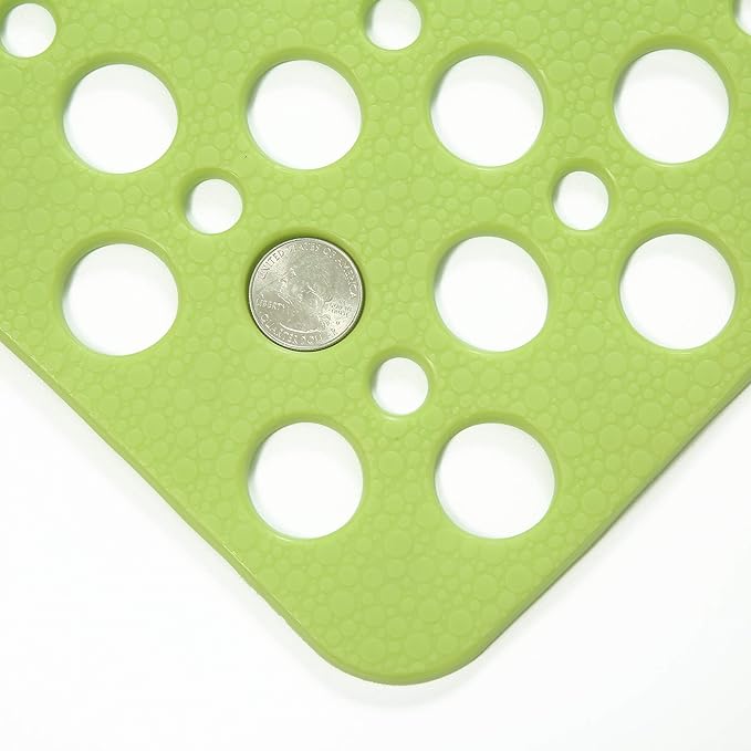 Mantto Nonslip Bathtub Mat Extra Soft TPE Bath Mat for Kids, Machine Washable Bathroom Shower Mat, Smooth/Non-Textured Tubs Only, 30L x 17W Inch (Green)