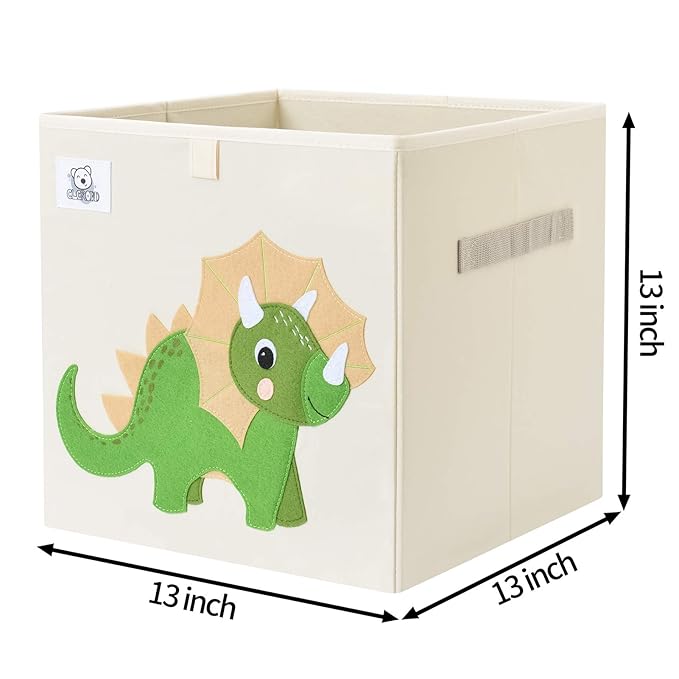 CLCROBD Foldable Animal Cube Storage Bins Fabric Toy Box/Chest/Organizer for Toddler/Kids Nursery, Playroom, 13 inch (Triceratops)