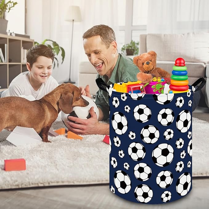 FXOLCSHE Laundry Hamper,Football Soccer Basket Kids Storage Basket,Kids Gift Basket,Waterproof foldable laundry basket,Boys soccer hamper(Soccer)