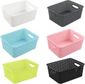 Multi-Colored Plastic Storage Baskets, Office Drawer Organizer Baskets, 6 Packs, F