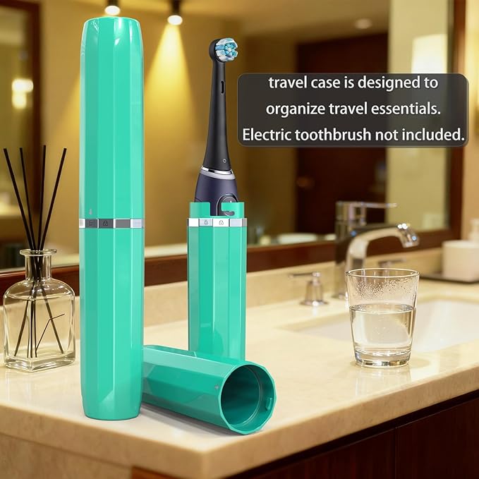 SIEANE Electric Toothbrush Travel Case, Universal Fit for Most Electric Toothbrushes, Ventilation Design Portable Holder Cover for Men and Women, Travel Essentials for Business Trip & Vacation (Green)