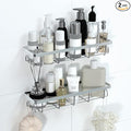 Uninol Shower Caddy Organizer with Hooks,Self Adhesive Bathroom Shelves,No Drilling Bathroom Organizers and Storage,Perfect for RV, Apartment, Home Decor,2 Pack Silvery
