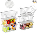6 Pack Enhanced Leak-Proof Bottom Stackable Wire Baskets, Pantry Organizers and Storage, pantry storage，Shelf Baskets, Fruit Basket, Potato and Onion Storage Bins，(White)