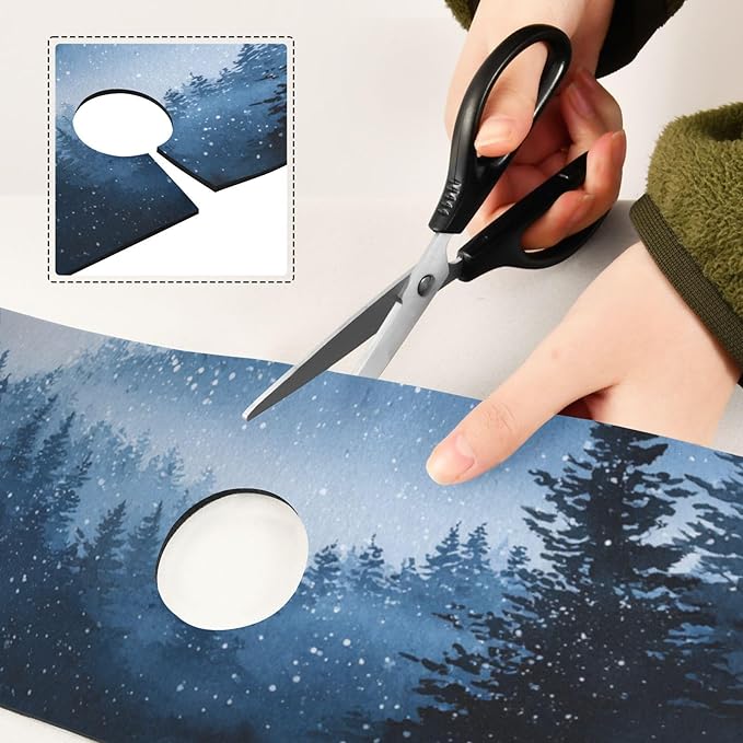 Kitchen Sink Splash Guard 2 PCS 14.7 Inch Sink Faucet Mat Splash Guard for Bathroom Countertop Water Absorbent Foldable Cuttable Soft Washable Watercolor Winter Mountain Blue