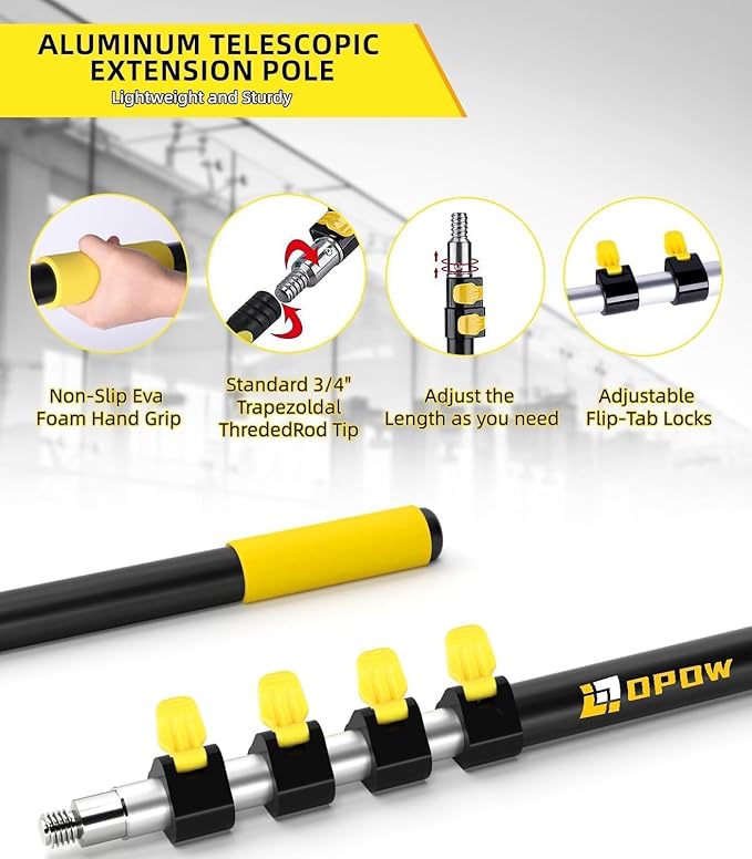 30 Foot High Ceiling Duster Kits with 7-24ft Heavy Duty Extension Pole, High Reach Duster for Cleaning,Microfiber Feather Duster,Cobweb Duster,Ceiling Fan Duster,Window Squeegee & Cleaner