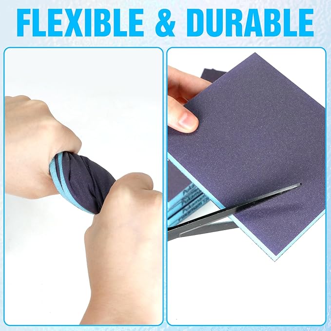 12 Pack Sanding Sponge, Washable and Reusable Sanding Blocks 320 Grit Wet Dry Sand Paper for Wood Drywall Metal Furniture