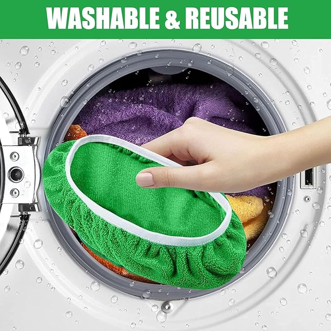 Reusable Microfiber Mop Pads Washable Wet Pads Compatible with Swiffer Sweeper Refills Pads for Wet & Dry Sweeping Cloths Mop Head Replacement for Household Cleaning(Green 6PCS)