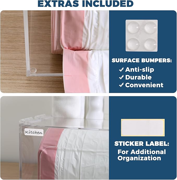 Storage Standard Trash Bag Kitchen Organizers and Under Sink Storage Dispenser - Garbage Bag Organizer - Total size 10’’ x 10.25’’ x 5.5’’ - Fits Small Garbage Bag Roll Up to 10’’ x 5’’ x 5’’