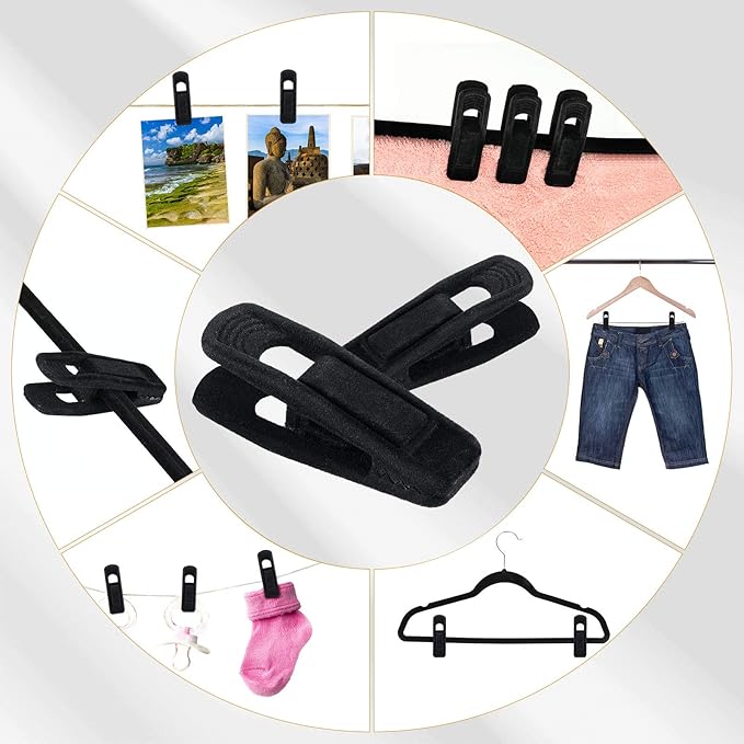 Velvet Hangers Clips Flocked Finger Clips Velvet Clothes Clips Strong Pants Hangers Clips for Slim-line Clothes Velvet Hangers (72 Pieces)