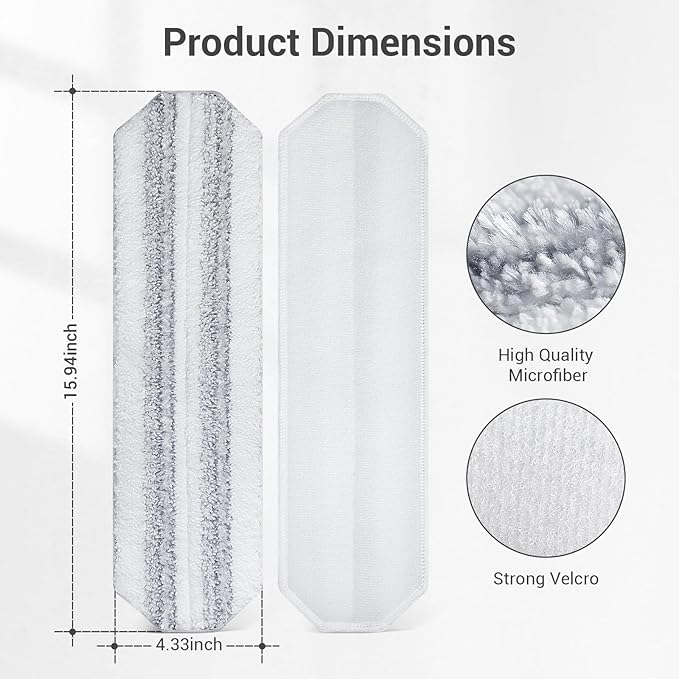 10Pcs Mop Replacement Pads,Compatible with O Cedar H2prO Flat Mop System Universal Mop Pads Mop Head Refills Washable Wet Mop,Replacment for Vileda H2prO Size Mops 15.94'' x 4.33''