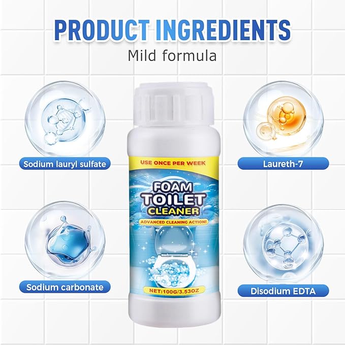 Foam Toilet Cleaner, 2025 Upgrade Toilet Bowl Cleaner, Advanced Bathroom Cleaner for Home, Non-Toxic Toilets Cleaning Powder with Families (3)