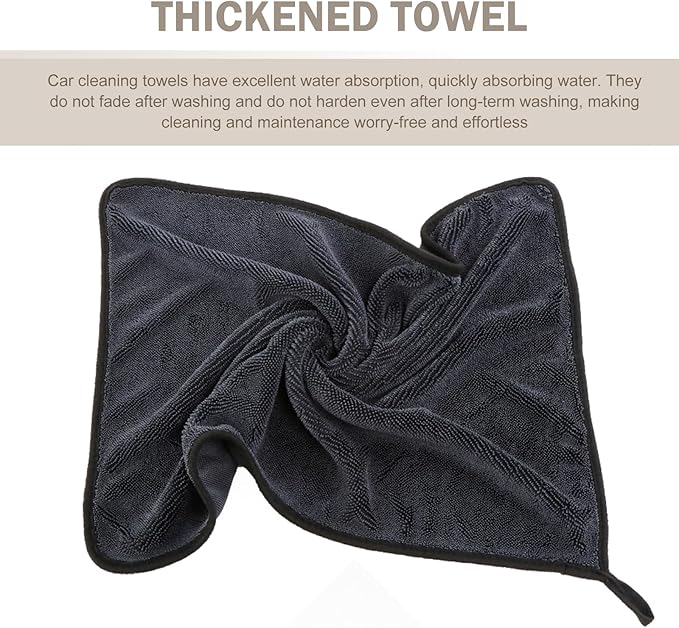 Car Drying Towel, Absorbent Car Cleaning Cloth (19.7"x 31.5"), Microfiber Double Twist Pile & Edgeless Design, Leaves No Streaks, Spots or Scratches, Universal for Car Truck SUV RV Motorcycle