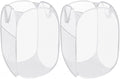 2 Pack Durable Collapsible Laundry Baskets - Reinforced Mesh Pop Up Laundry Hamper with Pocket, Foldable Dirty Clothes Hamper with Carry Handles for Laundry, Bathroom, Kids Room, Dorm or Travel White