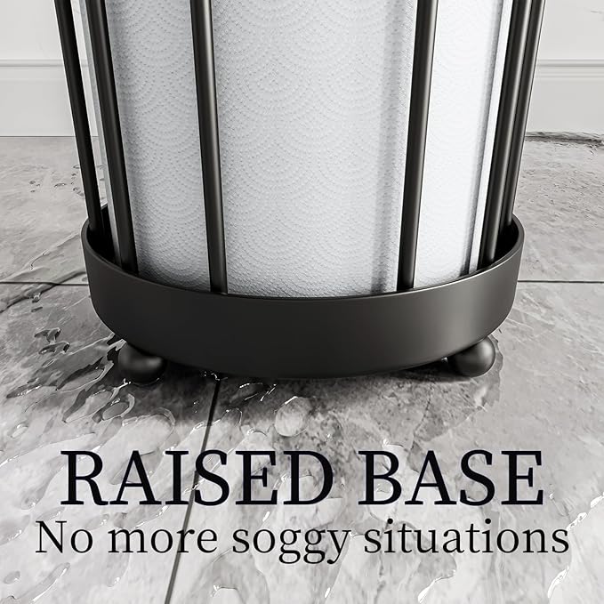Epicano Toilet Paper Holder Stand, Freestanding Toilet Tissue Organizer, Minimalistic Storage Solution, Holds Mega Rolls-Modern Black