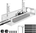 Under Desk Cable Management Tray No Drill 15.1’’, Metal Mesh Cable Management Box with Hybrid Side Slots & Reinforced Basket,Adjustable Cable Tray with Wire Management for Office Home,1 Pack (White)