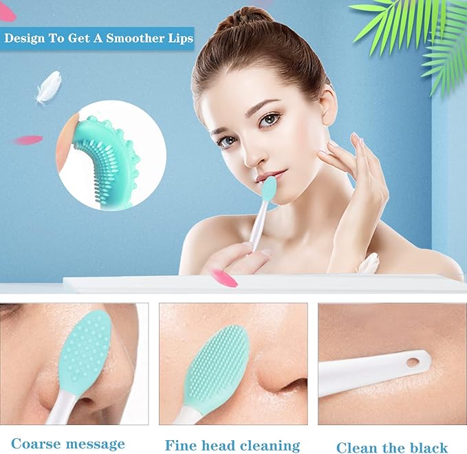 6pcs Silicone Face Brush Set, 2PCS Silicone Face Applicator Brush, 2PCS Exfoliating Lip Brush and Silicone Face Cleaning Brushes Pad,Blackhead Face Exfoliator Skin Care Tool for Women Men