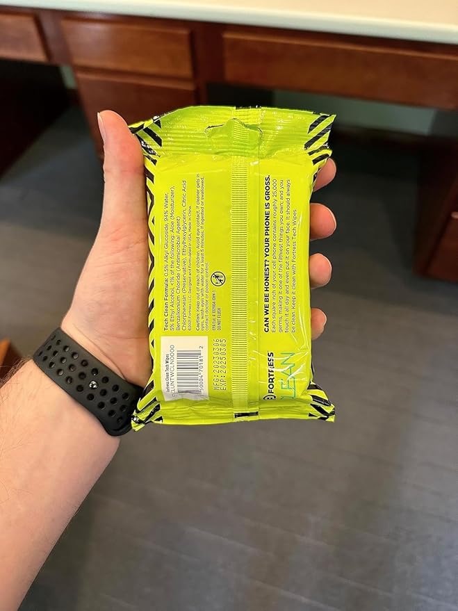 Fortress Electronic Wipes (25 ct, Pack of 4) To-Go Tech Wipes for Screens, Phones, Keyboards, TV Monitors, Computer Screens, and More [Travel Size] Skin-Safe