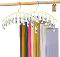 Legging Organizer for Closet, Metal Yoga Pants Hangers 2 Pack w/10 Clips Holds 20 Leggings, Space Saving Hanging Closet Organizer w/Rubber Coated Closet Organizers and Storage, Ivory