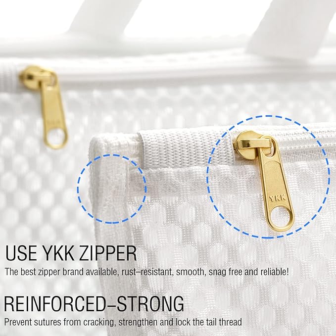 Tenrai Laundry Bag Mesh Wash Bag，Use YKK Zipper，Tote Bag Bathroom Hanging, Bra Fine Mesh Wash Bag for Underwear 3 Bags（3L Cellular Mesh）