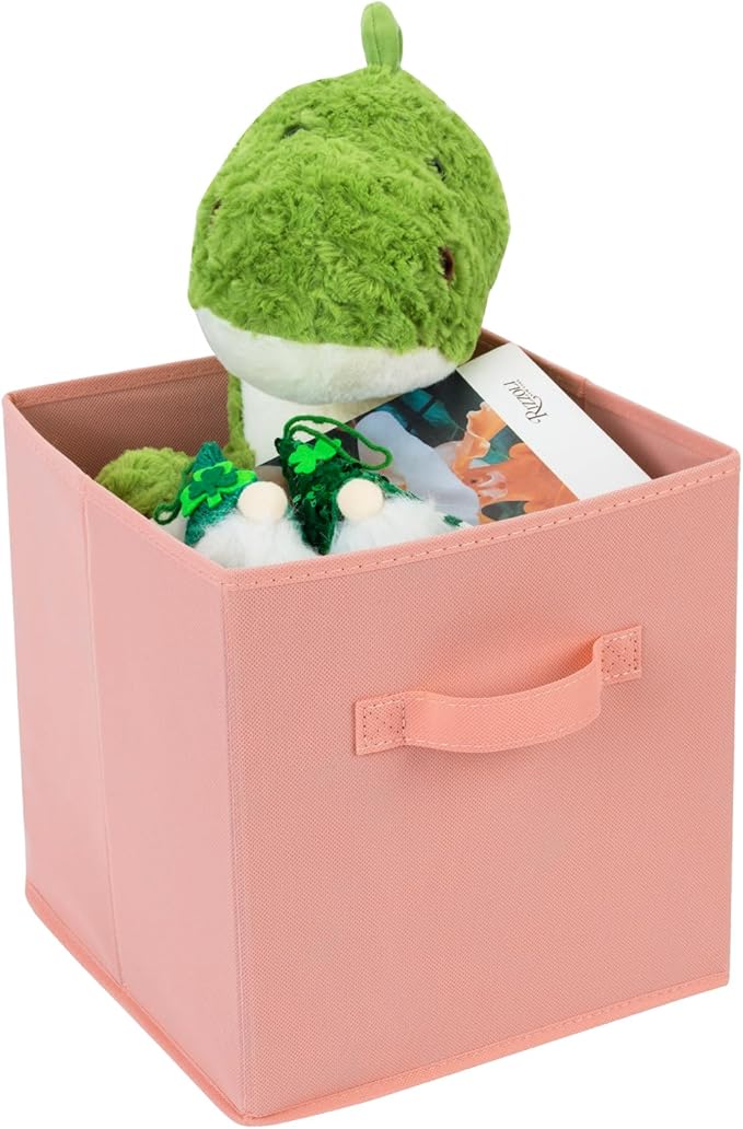 Fabric Storage Bins 6 Pack 13 inch Foldable Storage Cubes with Handles Fun Colored Durable Cube Storage Bin for Home, Playroom, Closet Organizers and Storage Green, Cyan, Purple, Yellow, Pink, Peach