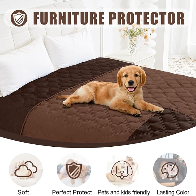 Smiry Waterproof Dog Bed Cover Blanket 40x70, Soft Reversible Pet Blanket, Washable Leakproof Cats Dogs Couch Cover for Sofa, Couch, Furniture, Lattice, Brown/Chocolate