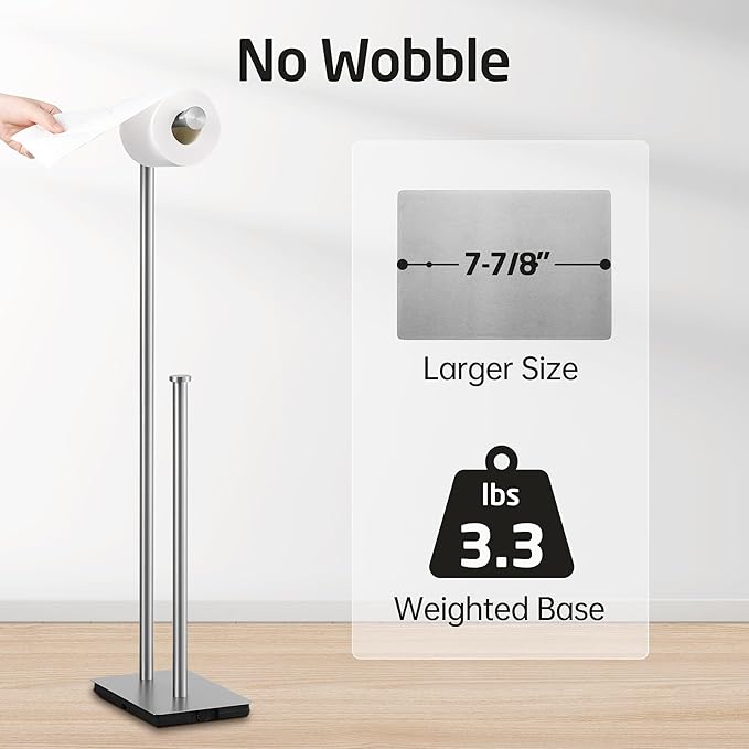 KES Freestanding Toilet Paper Holder Stand with Reserve Toilet Paper Storage for Bathroom SUS304 Stainless Steel Brushed Steel, BPH286S1B-2