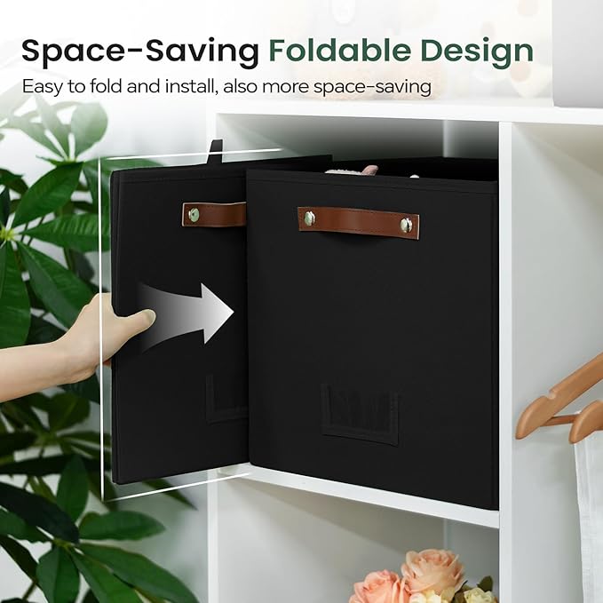 6-Pack Storage Cubes with Handles & Label Holders Basket, Closet Cube Home Organizer Bins(Black, 13 x 13 x 13 inch)