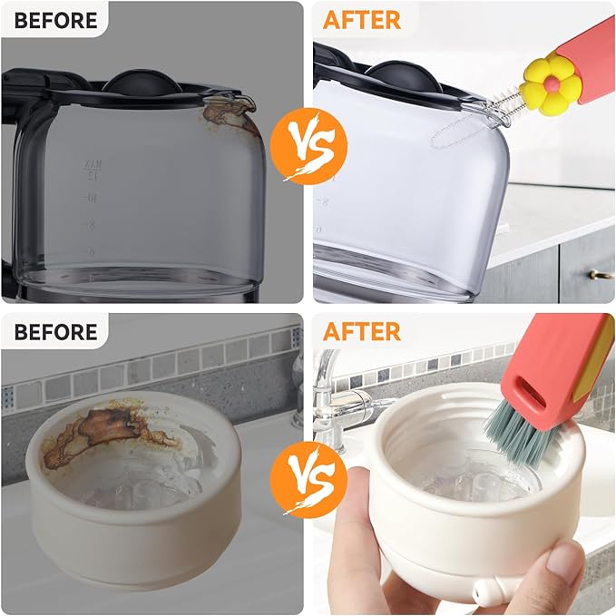 3 in 1 Cup Lid Gap Cleaning Brush Set, Multifunctional Bottle Clean-ing Brush, Cup Lid Gap Cleaner, Home Kitchen Crevice Cleaning Brush Tools (Red)