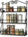 FitWell Scroll Wall Mount Spice Rack, 3-Tier, Traditional Spice Rack Cabinet & Kitchen, Beauty & Nail Polish Organizer for Bathroom, Scroll Wall-Mounted (Black)
