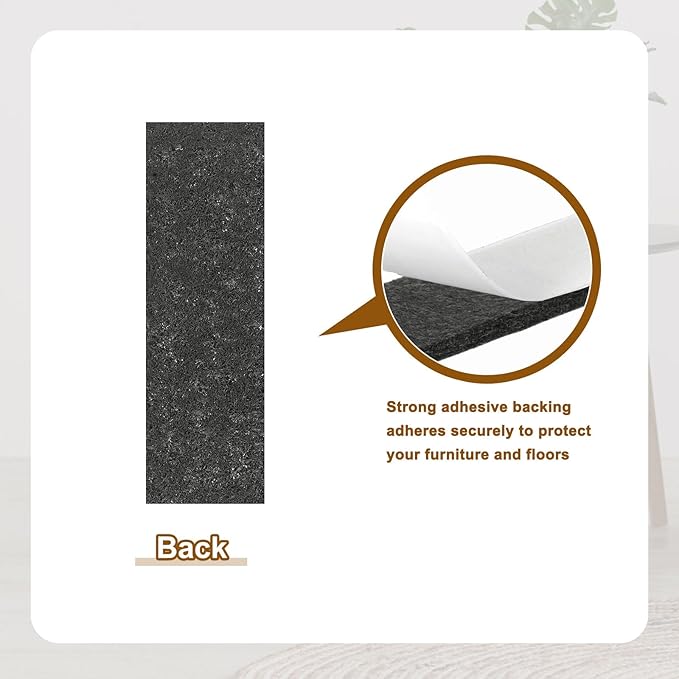 uxcell Felt Furniture Pads, 54Pcs 3.54" x 1.1" Adhesive Backed Felt Non-Slip Anti-Scratch Chair Leg Protectors for Protecting Hardwood Floor, Black