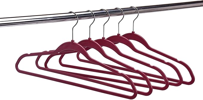 Quality Hangers 50 Pack Slim Plastic Hangers for Clothes - Sturdy Non-Velvet Pink Hangers with 360° Swivel Chrome Hook & Notches - Versatile for Coats Shirts Dresses – Raspberry