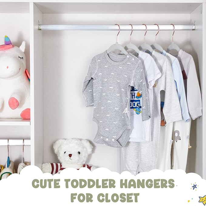 HOUSE DAY Velvet Baby Hangers for Closet, Kids Hangers Velvet 60 Pack, Non Slip Toddler Hanger 11.8 Inch, Durable Childrens Hanger for Newborn Baby Clothes- Gray