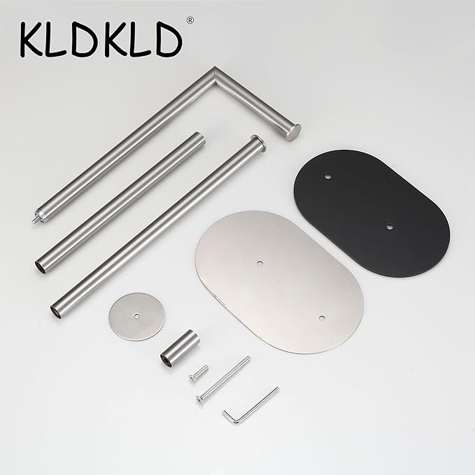KLDKLD Brushed Nickel Freestanding Toilet Paper Holder with Reserve for Bathroom with Weighted Base, Modern Tissue Roll Holder Stand