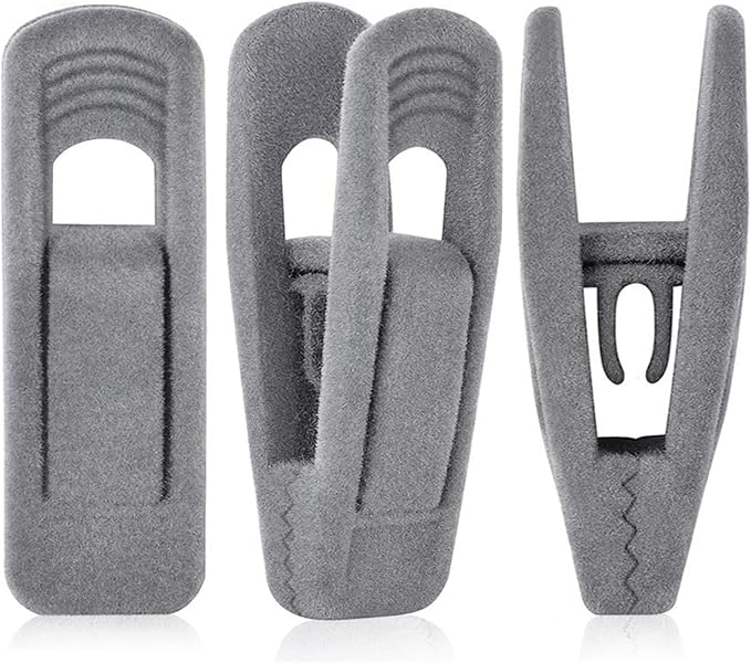 Grey Velvet Hangers Clips 50 PCS, Non-Slip Velvet Skirt Hanger Clips for Velvet Hangers, Strong Finger Clips Perfect for Kids Velvet Hangers Skirt Pant Clothes Gray Velvet Hangers
