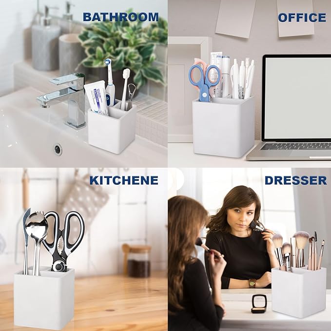 Diatomite Toothbrush Holders for Bathrooms, Electric Toothbrush and Toothpaste Holder 3 Slots Tooth Brush Organizer for Bathroom Countertop, Shower, Vanity - Grayish White