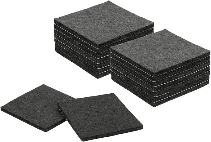 uxcell Felt Furniture Pads, 16Pcs 2.95" x 2.95" Adhesive Backed Felt Non-Slip Anti-Scratch Chair Leg Protectors for Protecting Hardwood Floor, Black