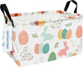 LANGYASHAN Rectangular Storage Bin Collapse Canvas Fabric Cartoon Storage Basket with Handles for Organizing Home Kitchen Boys and Girls Toys Office Closet Shelf Baskets (Rec Rabbit Easter Egg)